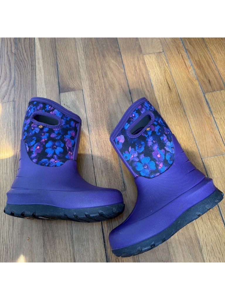 Bogs Girls Classic Floral Boots Wimnter Waterproof Purple -35f Size 13